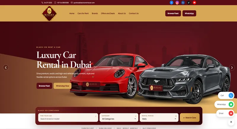 Black Ice Rent a Car website by MainStream