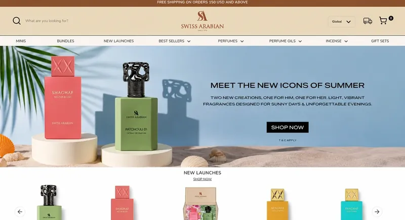 Swiss Arabian online store built by MainStream