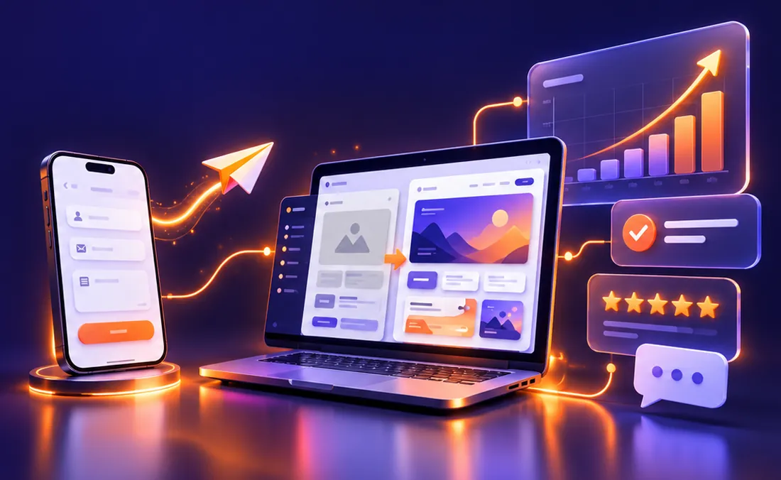 Enquiry sent from a phone turning into a new website, five-star reviews and growing results