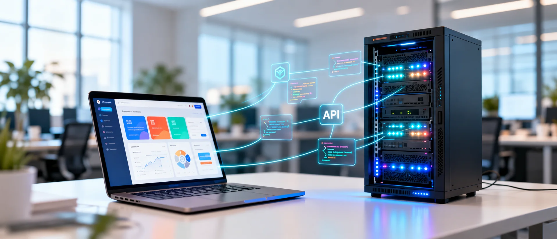 Cloud servers, databases, APIs and code powering scalable custom software