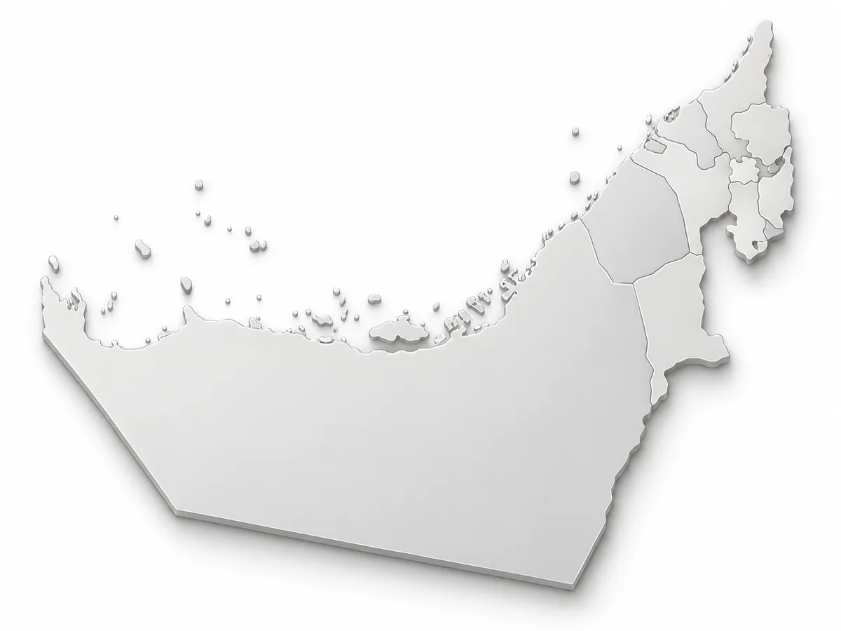 Map of the United Arab Emirates showing Abu Dhabi, Dubai, Sharjah and the Northern Emirates